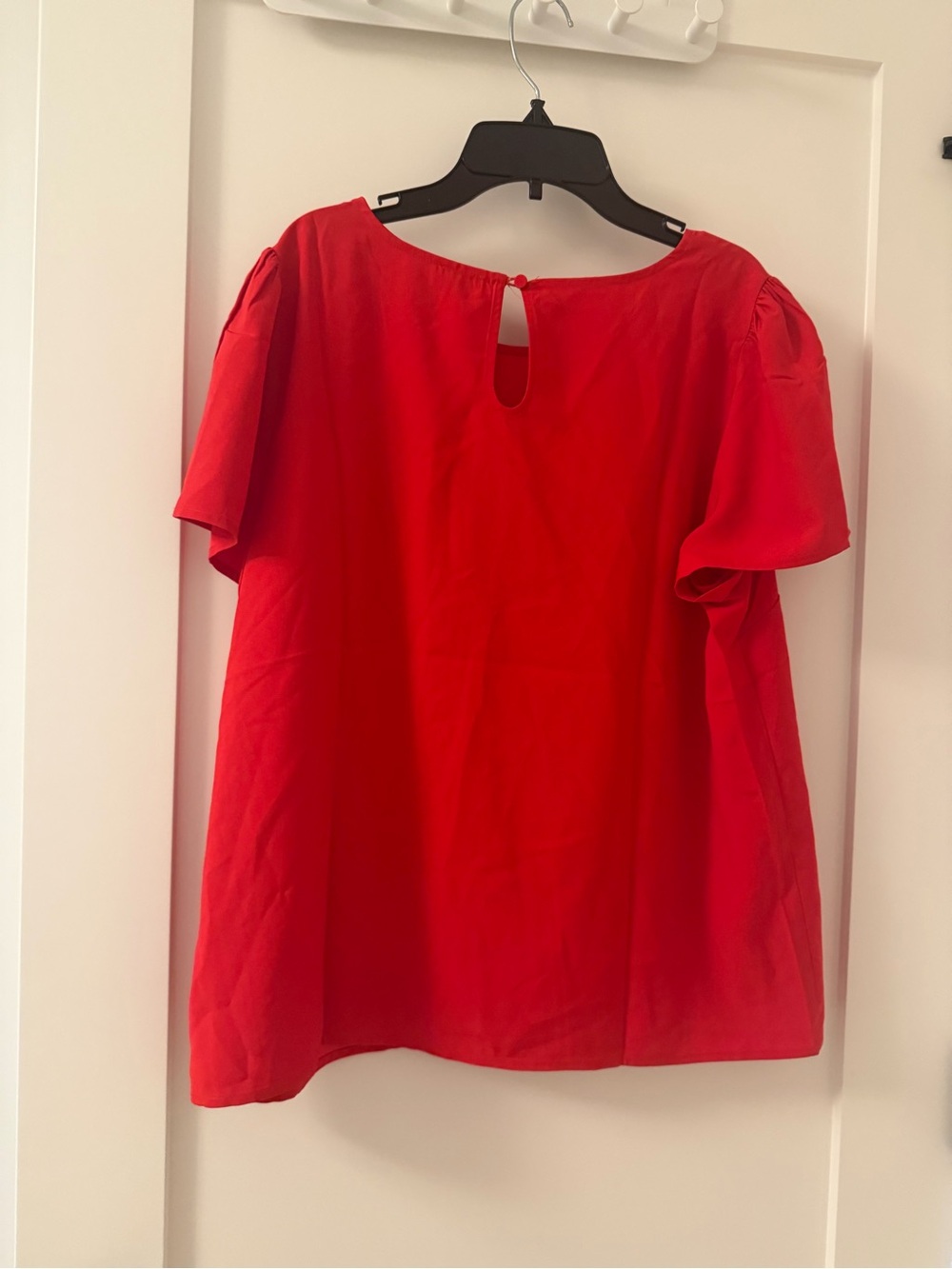 J.Crew Red Women's Short Sleeve Blouse- Size L
